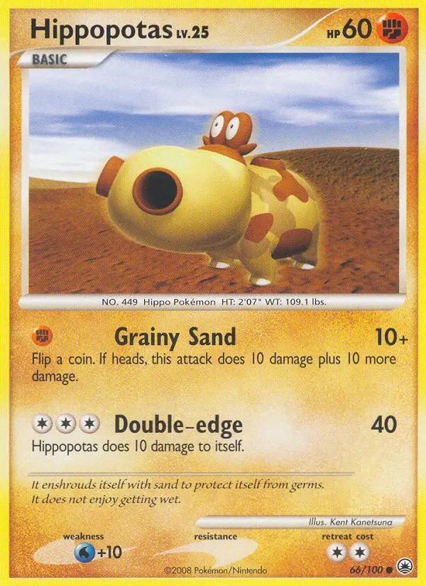 Hippopotas Common Pokemon card #66 from Majestic Dawn