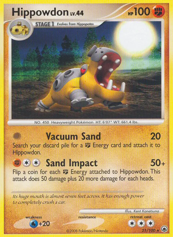 Hippowdon Rare Pokemon card #21 from Majestic Dawn