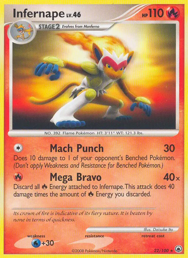Infernape Rare Pokemon card #22 from Majestic Dawn