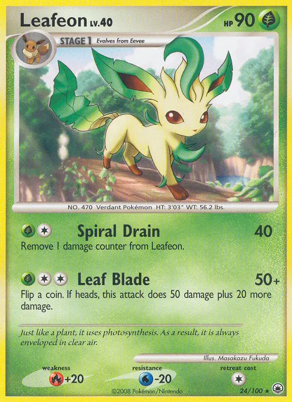 Leafeon Rare Pokemon card #24 from Majestic Dawn