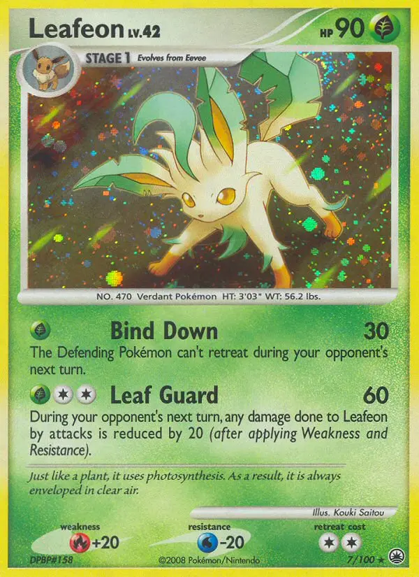 Leafeon Rare Holo Pokemon card #7 from Majestic Dawn