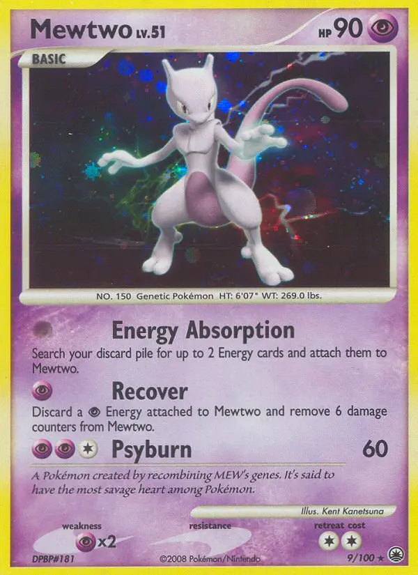 Mewtwo Rare Holo Pokemon card #9 from Majestic Dawn