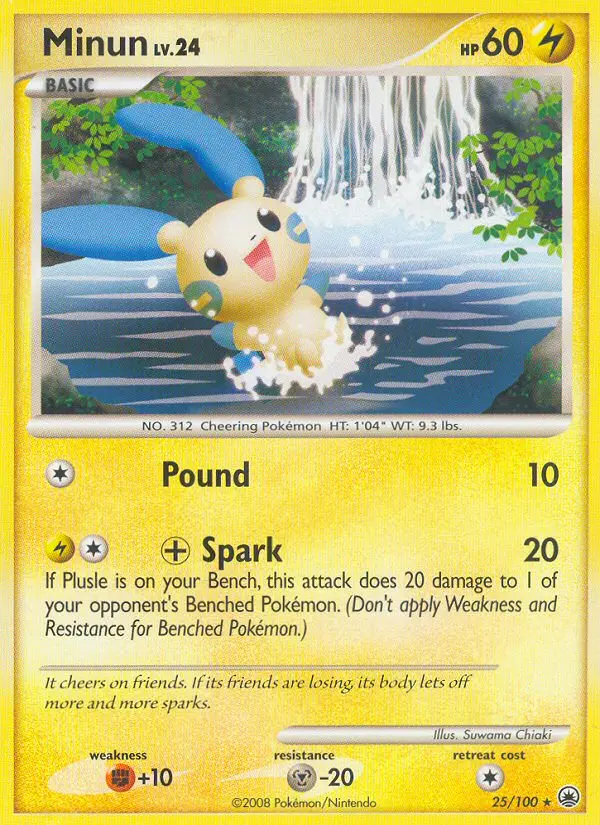 Minun Rare Pokemon card #25 from Majestic Dawn