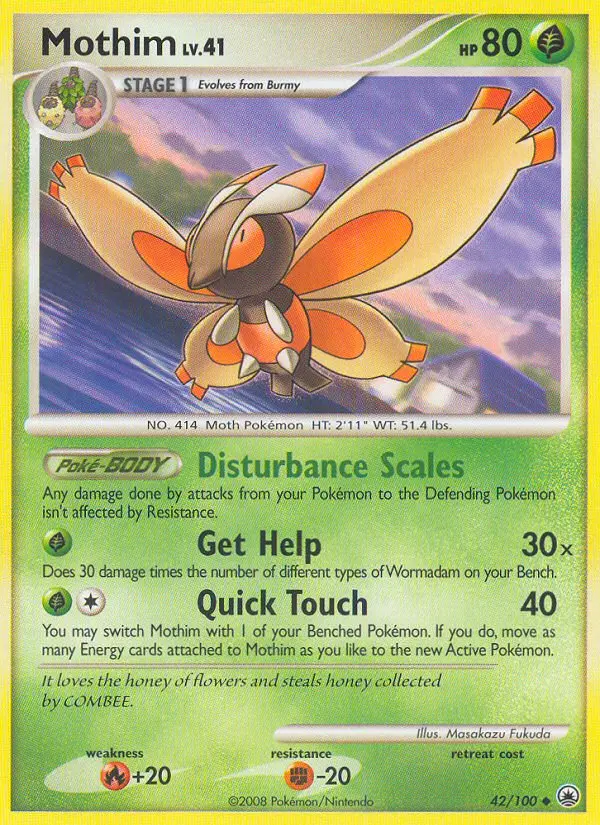 Mothim Uncommon Pokemon card #42 from Majestic Dawn