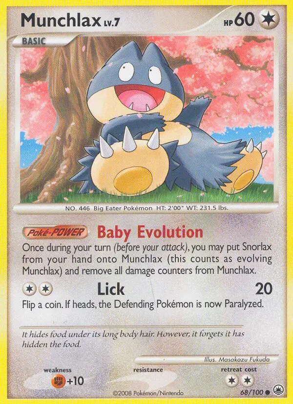 Munchlax Common Pokemon card #68 from Majestic Dawn
