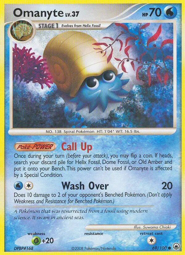 Omanyte Common Pokemon card #69 from Majestic Dawn