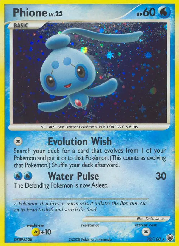 Phione Rare Holo Pokemon card #12 from Majestic Dawn