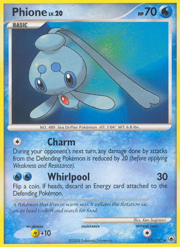 Phione Rare Pokemon card #27 from Majestic Dawn