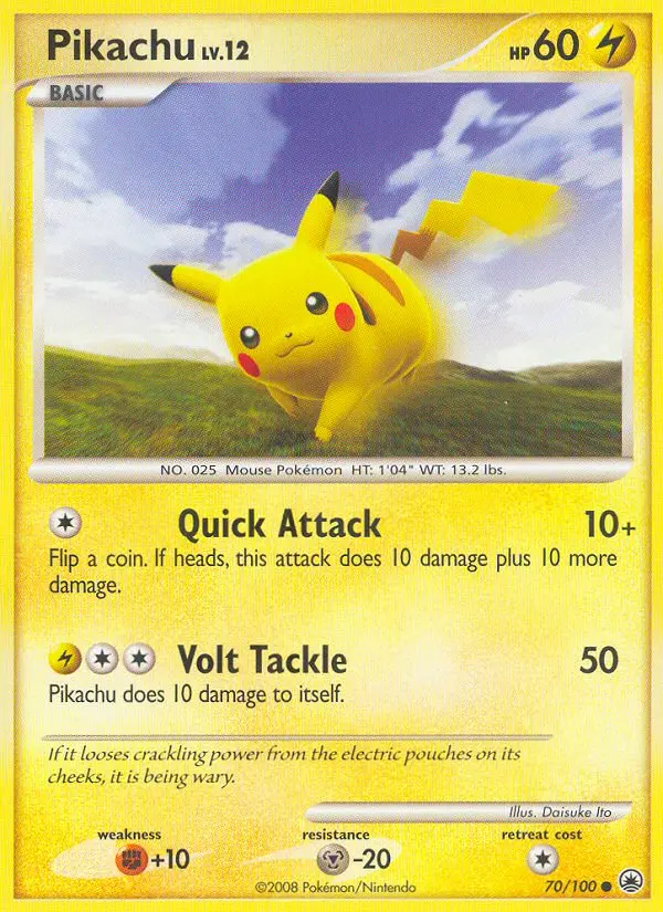 Pikachu Common Pokemon card #70 from Majestic Dawn