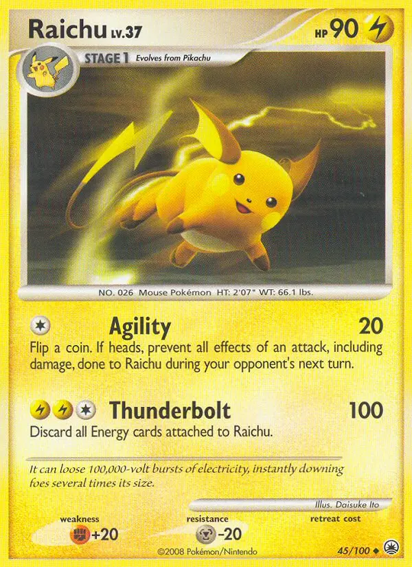 Raichu Uncommon Pokemon card #45 from Majestic Dawn