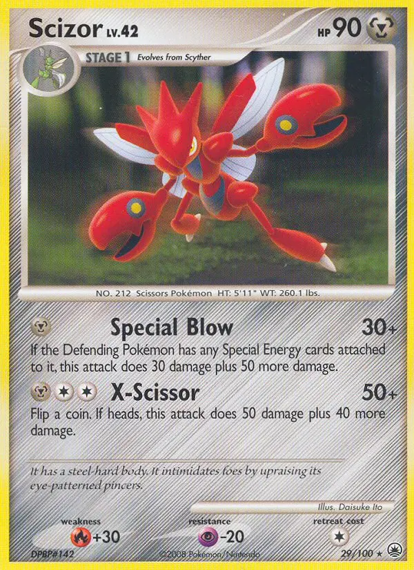 Scizor Rare Pokemon card #29 from Majestic Dawn