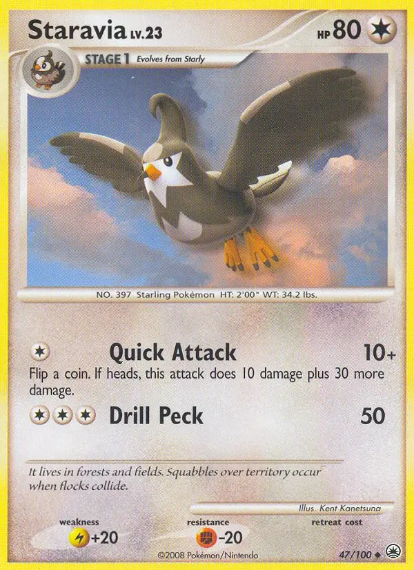 Staravia Uncommon Pokemon card #47 from Majestic Dawn