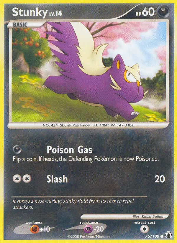 Stunky Common Pokemon card #76 from Majestic Dawn