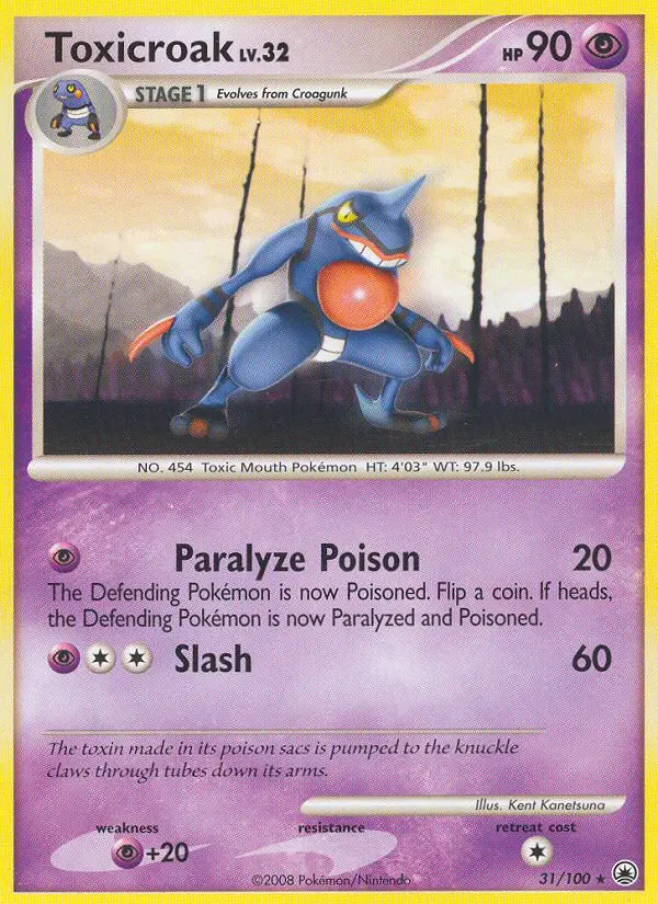 Toxicroak Rare Pokemon card #31 from Majestic Dawn