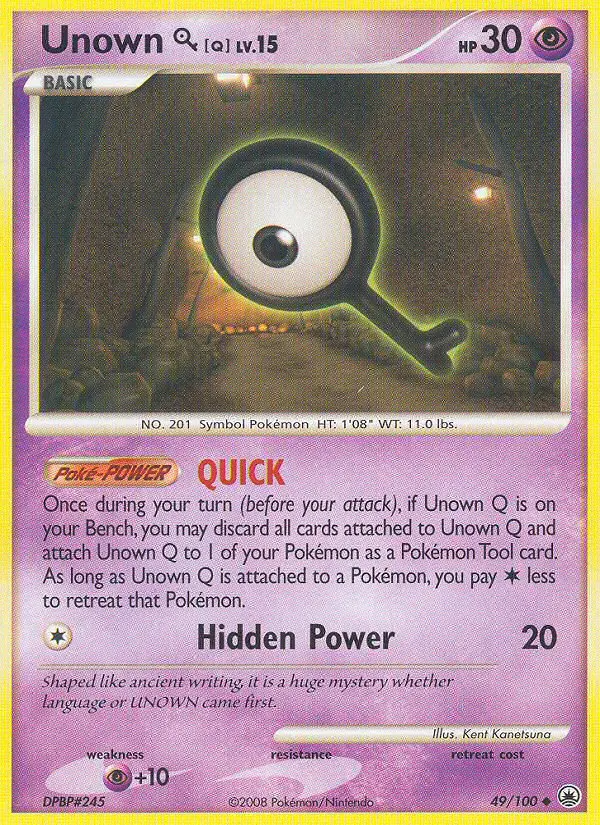Unown Q Uncommon Pokemon card #49 from Majestic Dawn