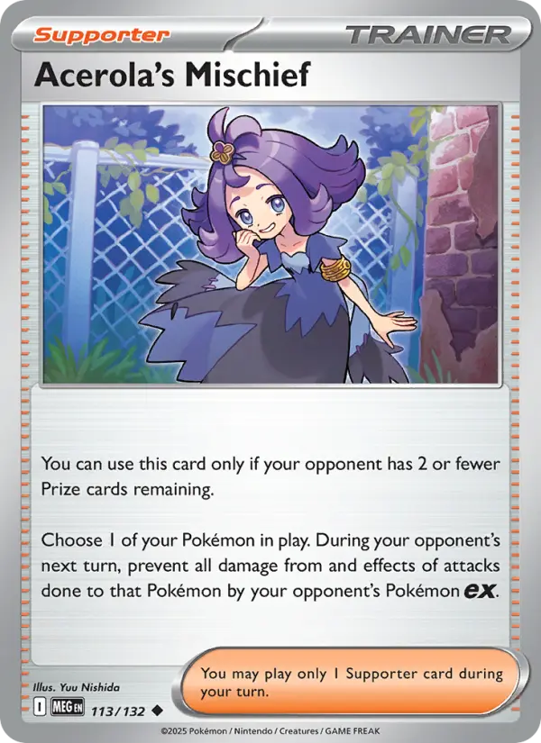 Acerola's Mischief Uncommon Pokemon card #113 from Mega Evolution
