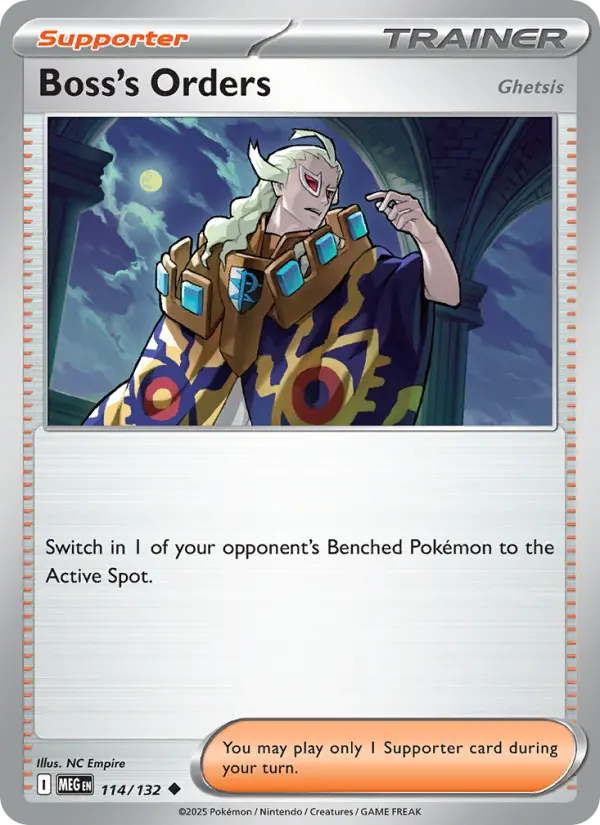 Boss's Orders Uncommon Pokemon card #114 from Mega Evolution