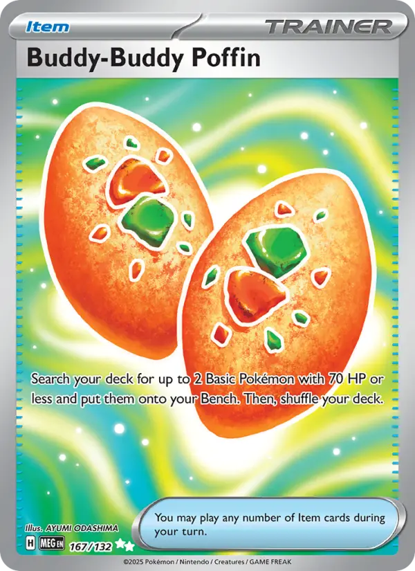 Buddy-Buddy Poffin Ultra Rare Pokemon card #167 from Mega Evolution
