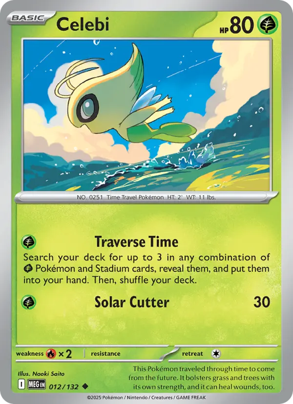 Celebi Uncommon Pokemon card #012 from Mega Evolution
