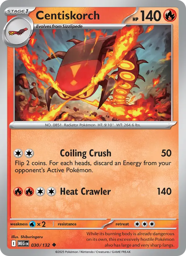 Centiskorch Uncommon Pokemon card #030 from Mega Evolution