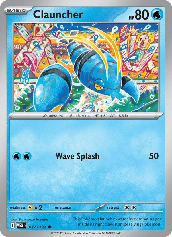 Clauncher Common Pokemon card #037 from Mega Evolution