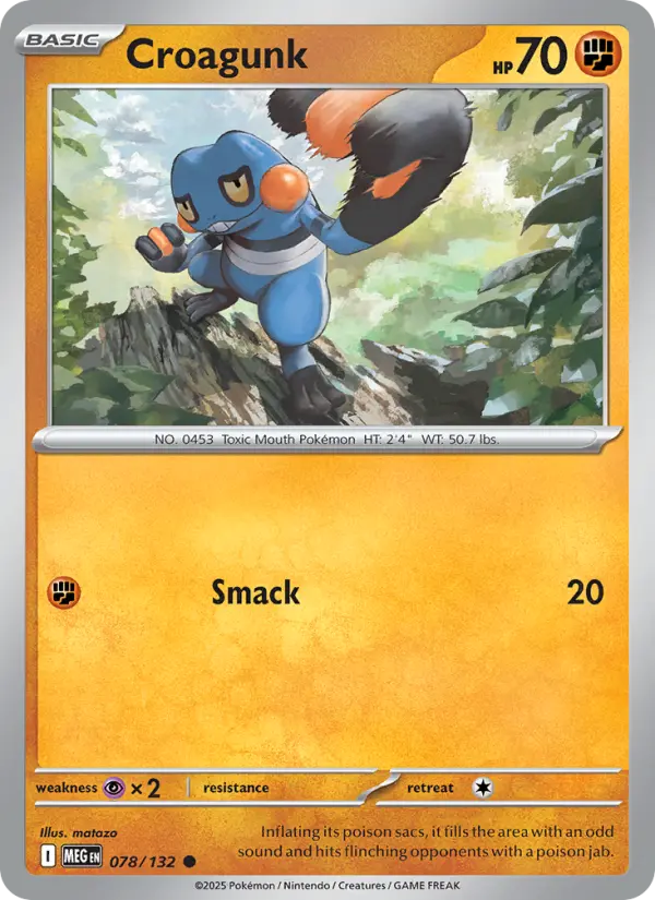 Croagunk Common Pokemon card #078 from Mega Evolution