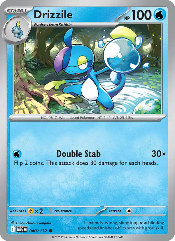 Drizzile Common Pokemon card #040 from Mega Evolution