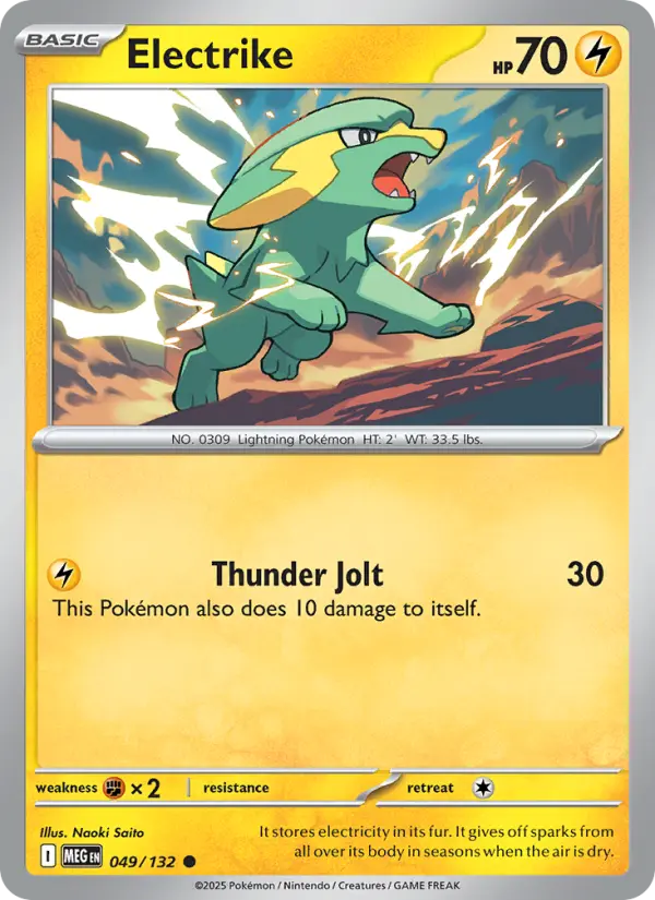 Electrike Common Pokemon card #049 from Mega Evolution