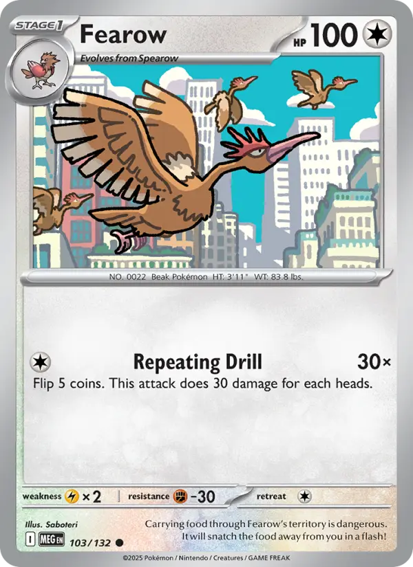 Fearow Common Pokemon card #103 from Mega Evolution