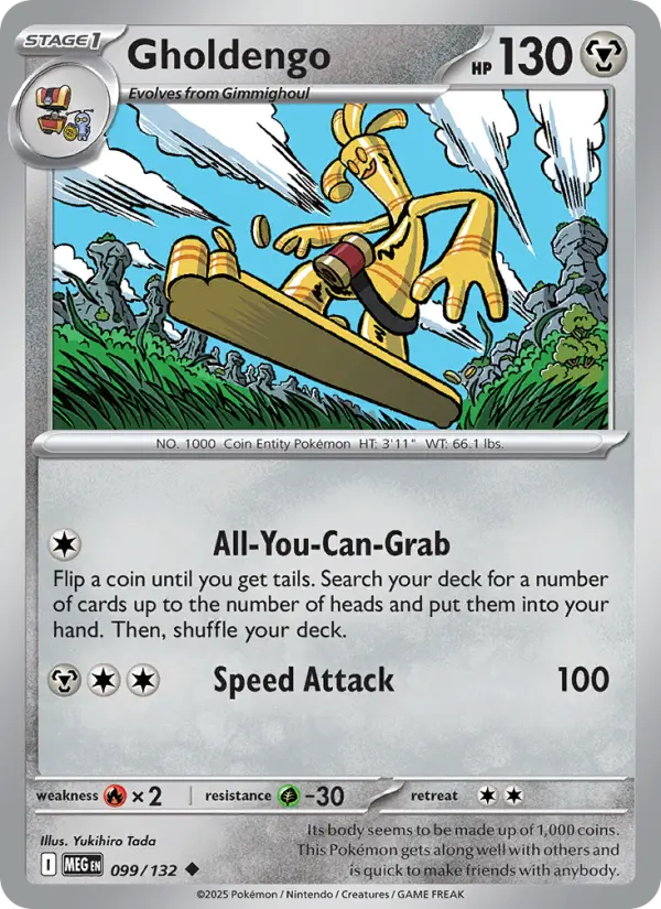 Gholdengo Uncommon Pokemon card #099 from Mega Evolution