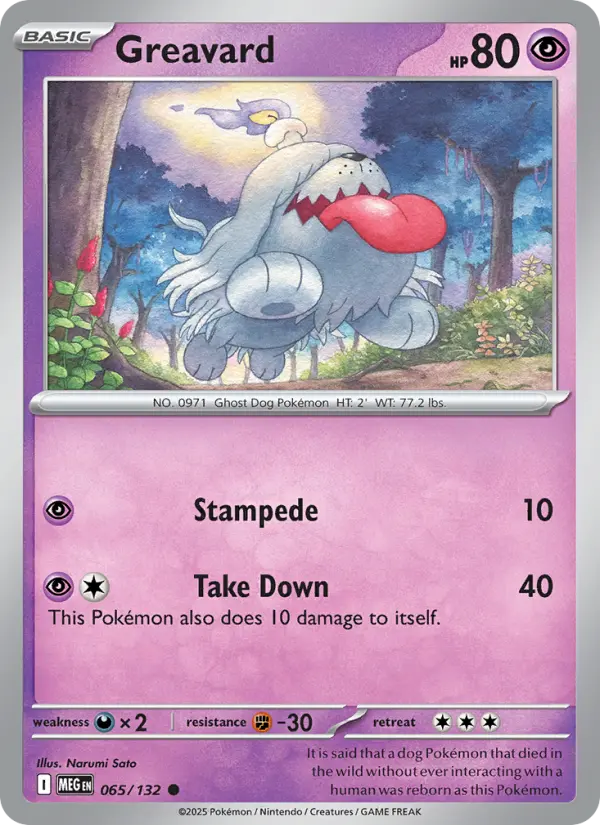 Greavard Common Pokemon card #065 from Mega Evolution