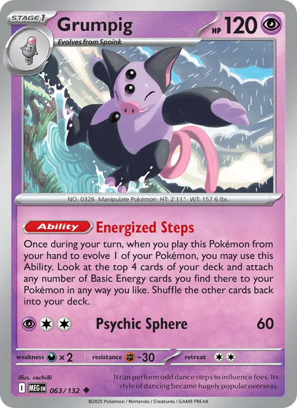 Grumpig Uncommon Pokemon card #063 from Mega Evolution
