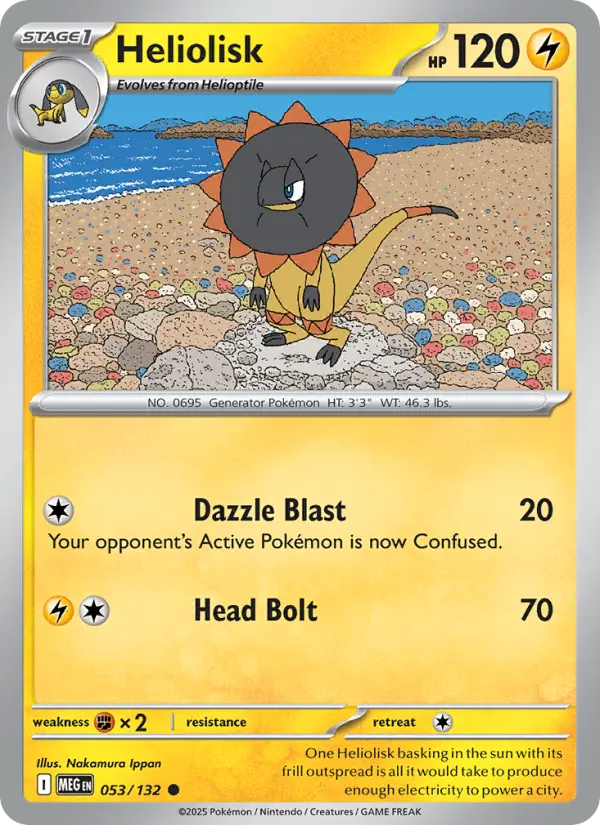 Heliolisk Common Pokemon card #053 from Mega Evolution