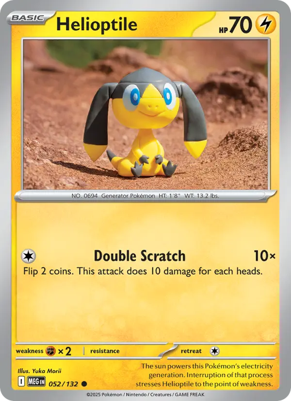 Helioptile Common Pokemon card #052 from Mega Evolution