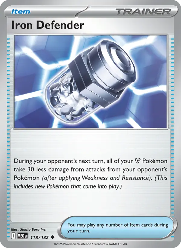 Iron Defender Uncommon Pokemon card #118 from Mega Evolution