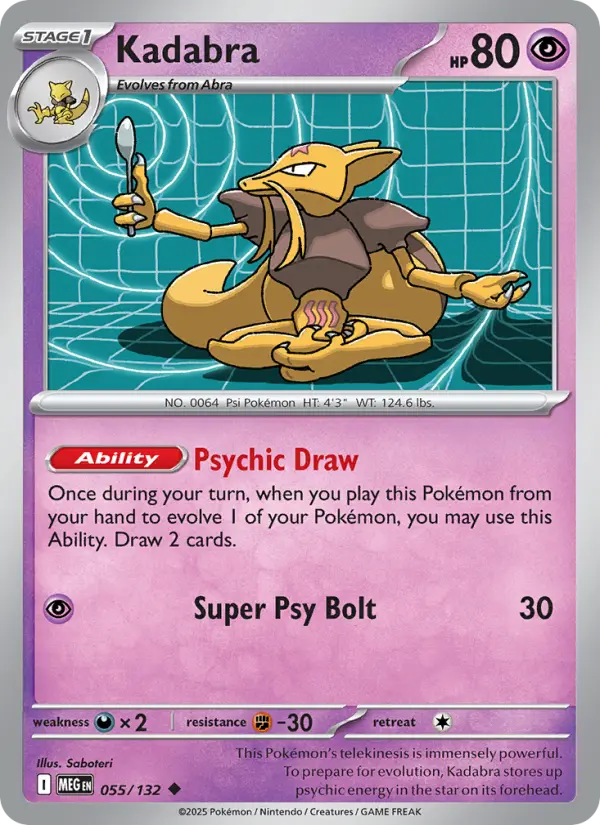 Kadabra Uncommon Pokemon card #055 from Mega Evolution