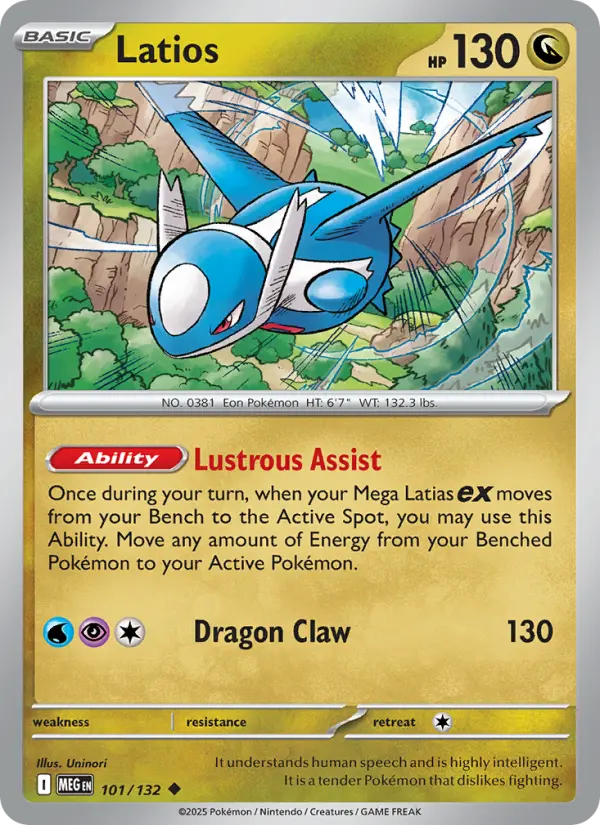 Latios Uncommon Pokemon card #101 from Mega Evolution