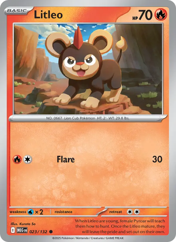 Litleo Common Pokemon card #023 from Mega Evolution