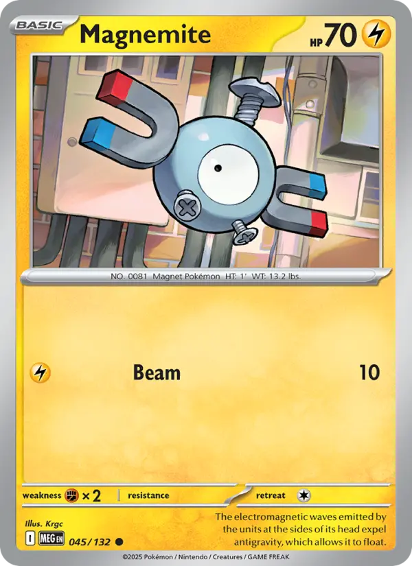 Magnemite Common Pokemon card #045 from Mega Evolution