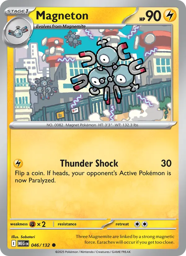 Magneton Common Pokemon card #046 from Mega Evolution