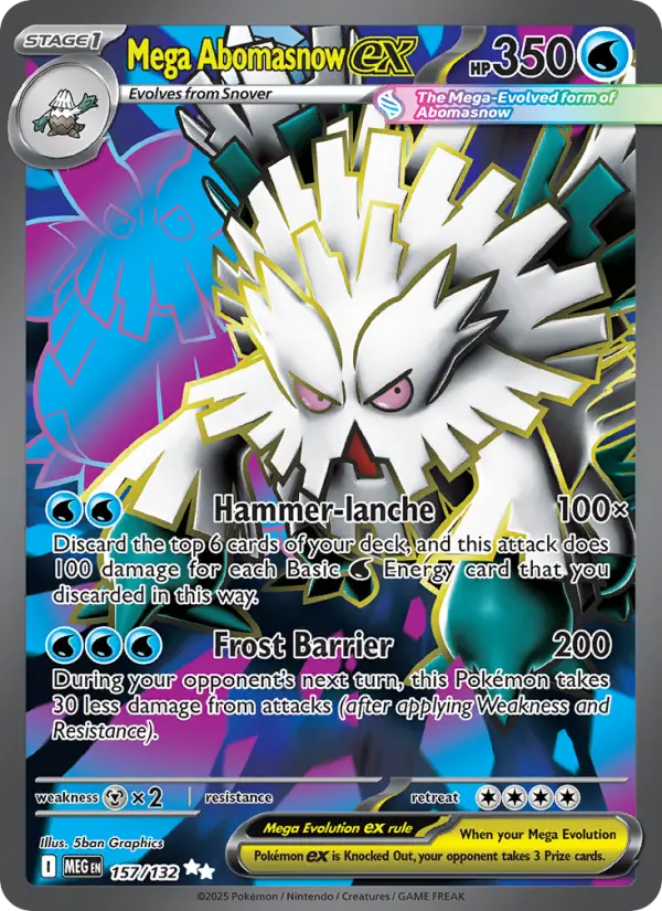 Mega Abomasnow ex Ultra Rare Pokemon card #157 from Mega Evolution