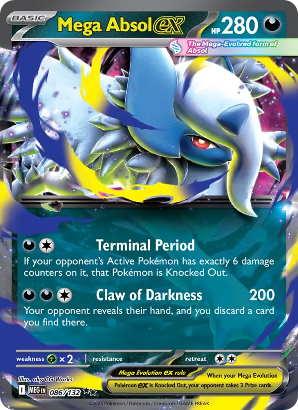 Mega Absol ex Double rare Pokemon card #086 from Mega Evolution
