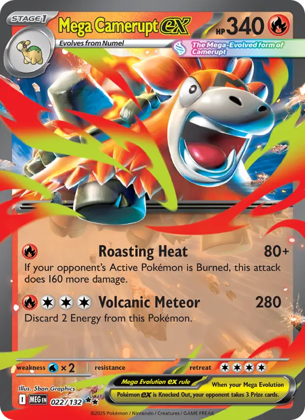 Mega Camerupt ex Double rare Pokemon card #022 from Mega Evolution