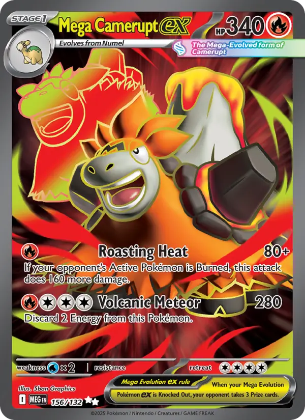 Mega Camerupt ex Ultra Rare Pokemon card #156 from Mega Evolution
