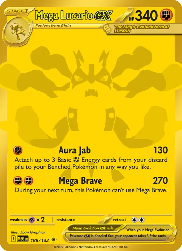 Mega Lucario ex Mega Hyper Rare Pokemon card #188 from Mega Evolution