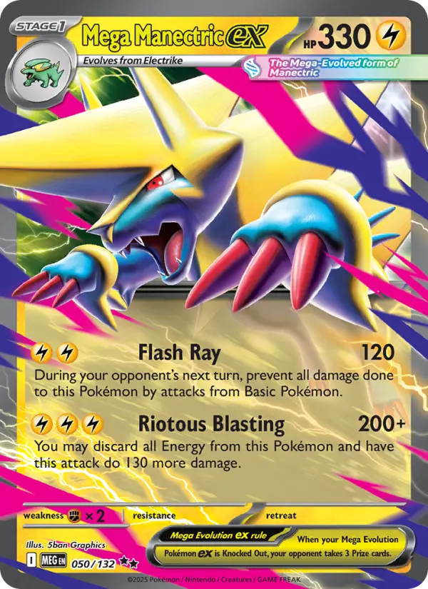 Mega Manectric ex Double rare Pokemon card #050 from Mega Evolution
