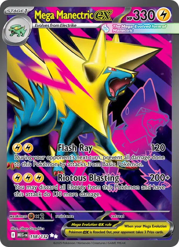 Mega Manectric ex Ultra Rare Pokemon card #158 from Mega Evolution