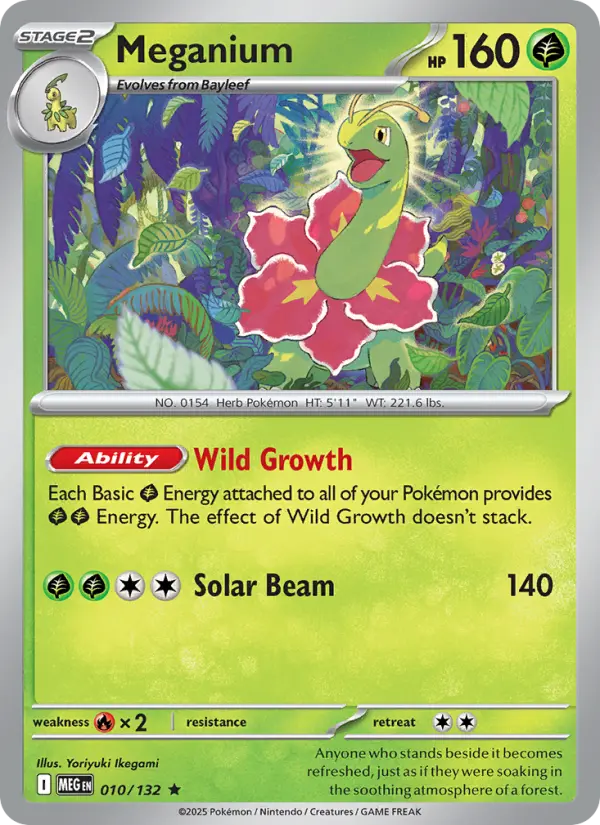 Meganium Rare Pokemon card #010 from Mega Evolution