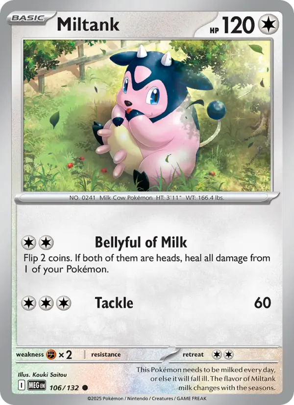 Miltank Common Pokemon card #106 from Mega Evolution