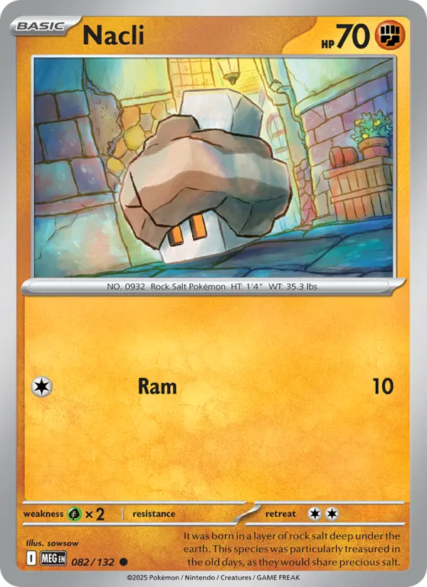 Nacli Common Pokemon card #082 from Mega Evolution